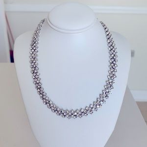Brand New silver and cz choker necklace